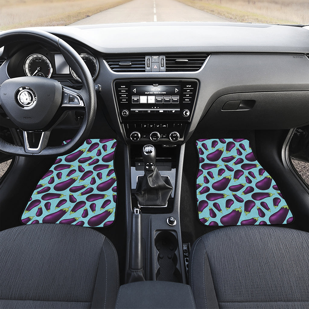 Purple Eggplant Pattern Print Front Car Floor Mats
