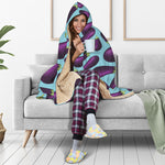 Purple Eggplant Pattern Print Hooded Blanket