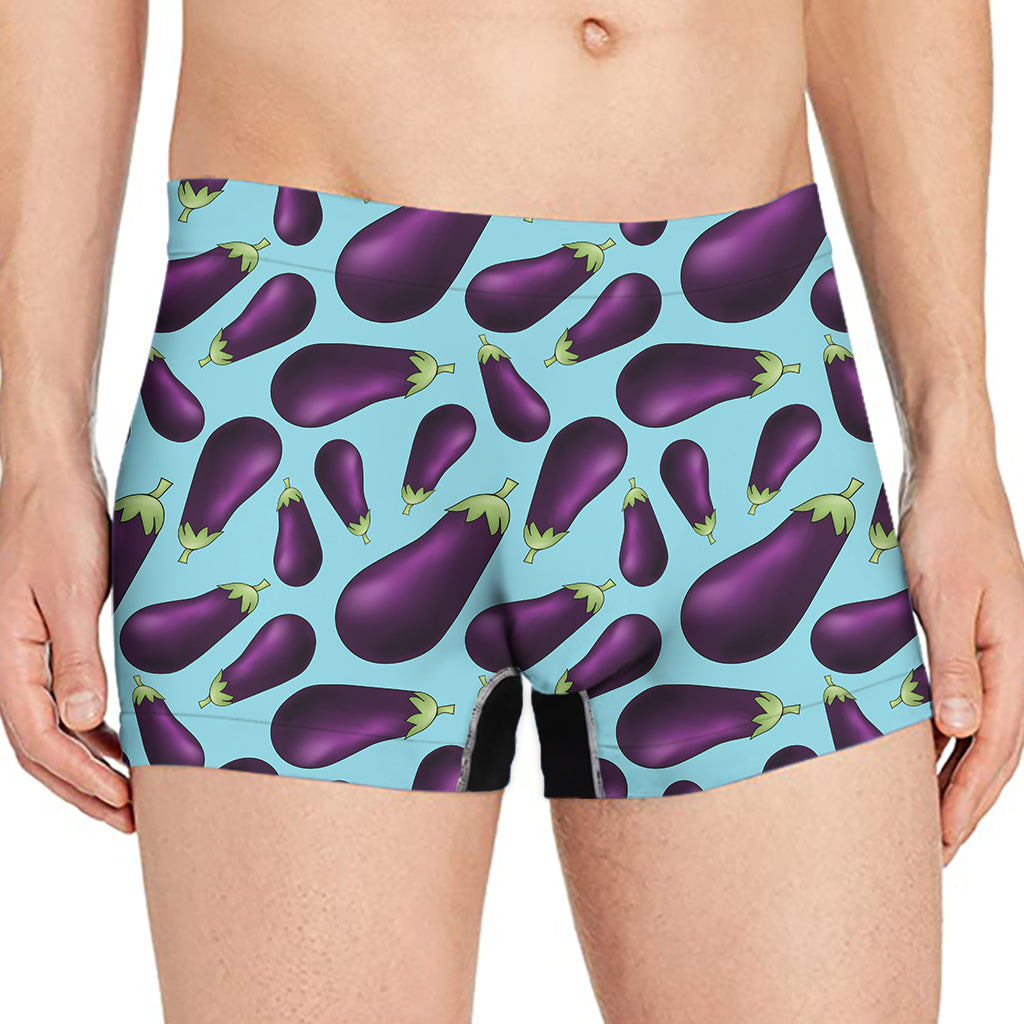 Purple Eggplant Pattern Print Men's Boxer Briefs