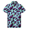 Purple Eggplant Pattern Print Men's Short Sleeve Shirt