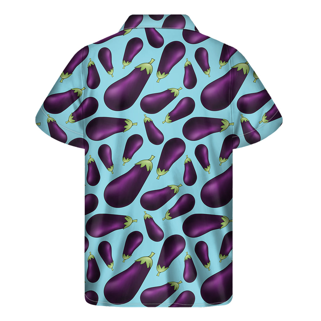Purple Eggplant Pattern Print Men's Short Sleeve Shirt