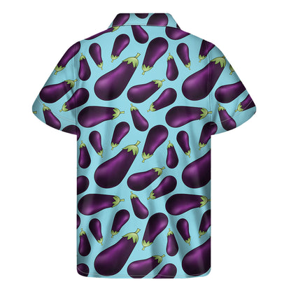 Purple Eggplant Pattern Print Men's Short Sleeve Shirt