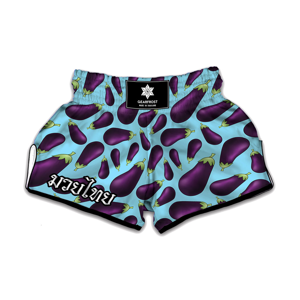 Purple Eggplant Pattern Print Muay Thai Boxing Shorts