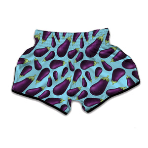 Purple Eggplant Pattern Print Muay Thai Boxing Shorts