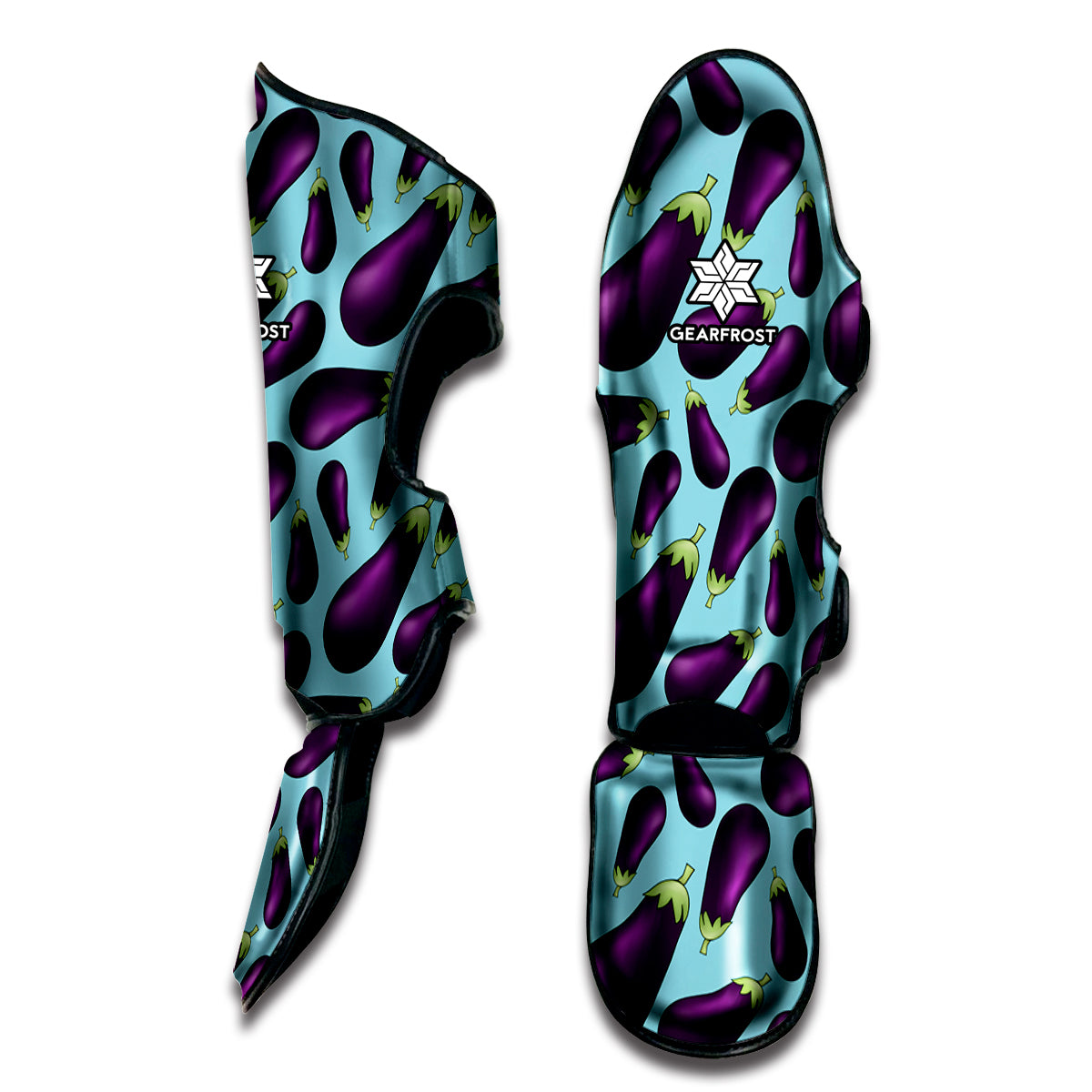 Purple Eggplant Pattern Print Muay Thai Shin Guard