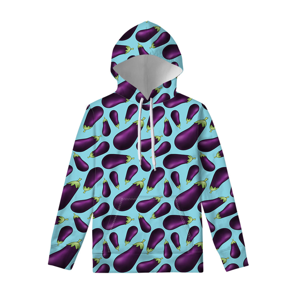 Purple Eggplant Pattern Print Pullover Hoodie