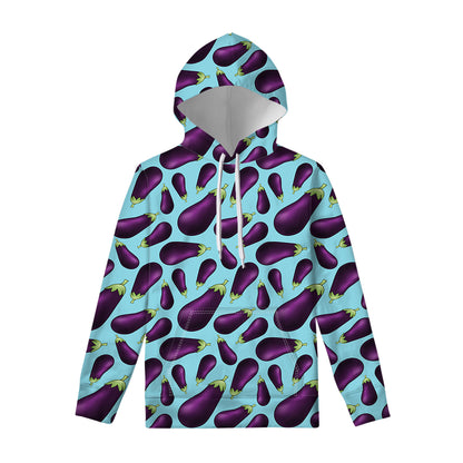 Purple Eggplant Pattern Print Pullover Hoodie