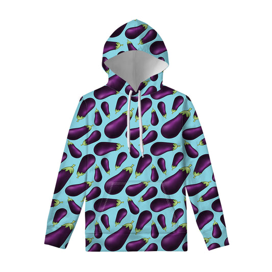 Purple Eggplant Pattern Print Pullover Hoodie