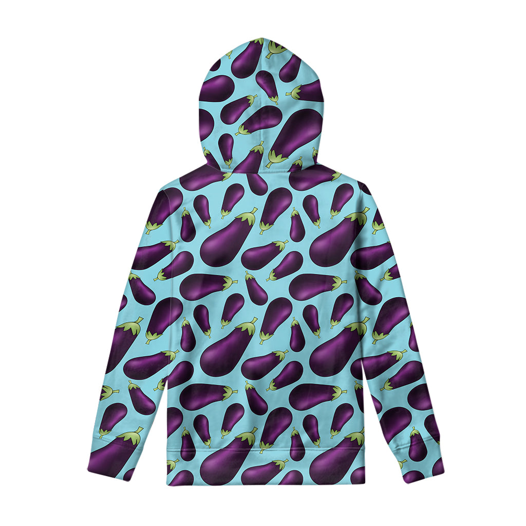Purple Eggplant Pattern Print Pullover Hoodie