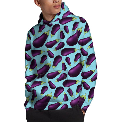 Purple Eggplant Pattern Print Pullover Hoodie
