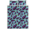 Purple Eggplant Pattern Print Quilt Bed Set