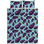 Purple Eggplant Pattern Print Quilt Bed Set