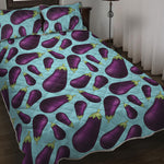 Purple Eggplant Pattern Print Quilt Bed Set