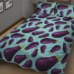 Purple Eggplant Pattern Print Quilt Bed Set
