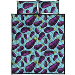 Purple Eggplant Pattern Print Quilt Bed Set