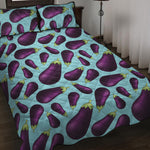 Purple Eggplant Pattern Print Quilt Bed Set