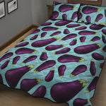 Purple Eggplant Pattern Print Quilt Bed Set