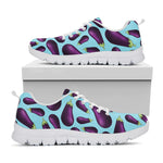 Purple Eggplant Pattern Print White Sneakers