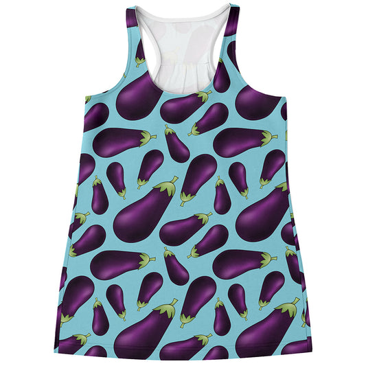 Purple Eggplant Pattern Print Women's Racerback Tank Top