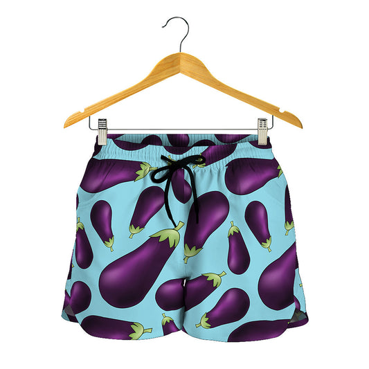 Purple Eggplant Pattern Print Women's Shorts