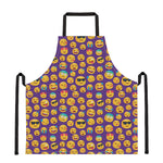 Purple Emoji Pattern Print Apron