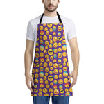 Purple Emoji Pattern Print Apron