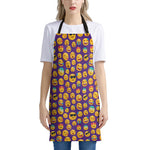 Purple Emoji Pattern Print Apron