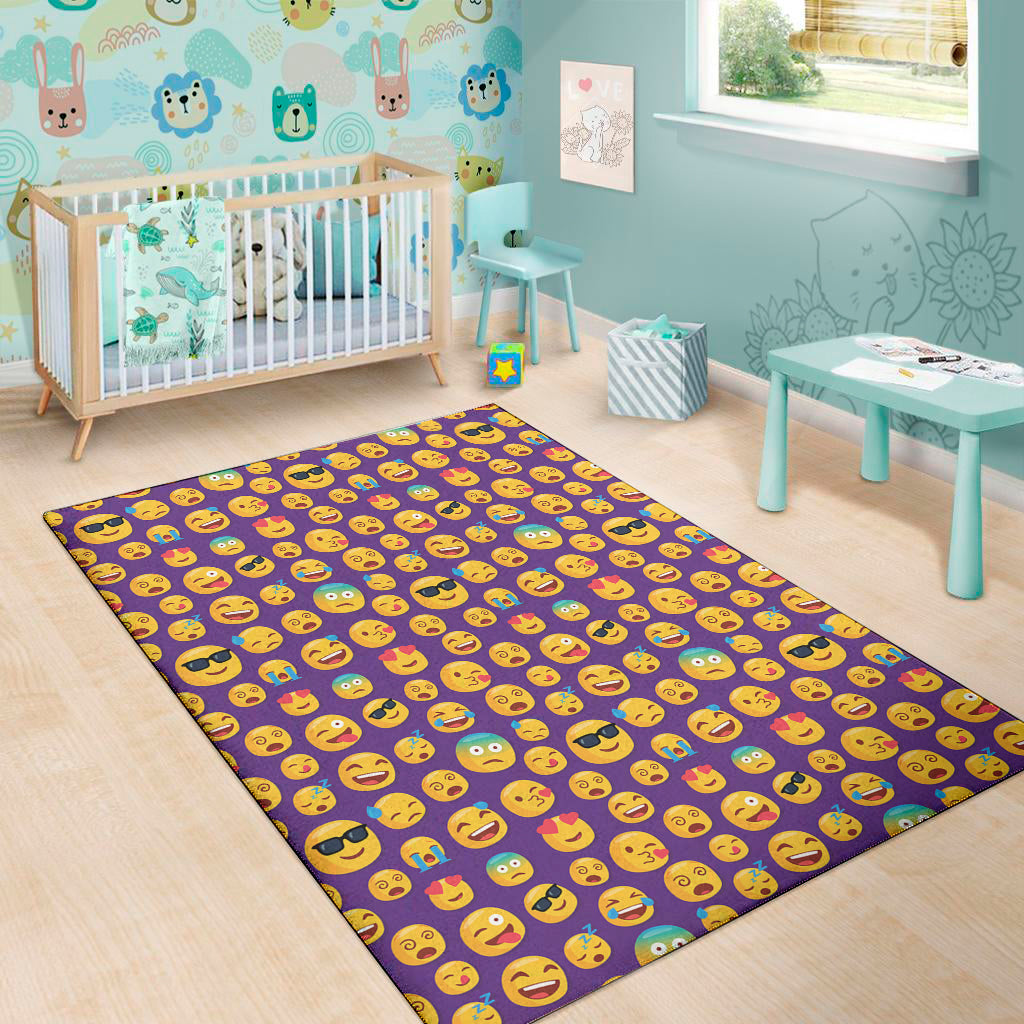 Purple Emoji Pattern Print Area Rug