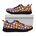 Purple Emoji Pattern Print Black Running Shoes