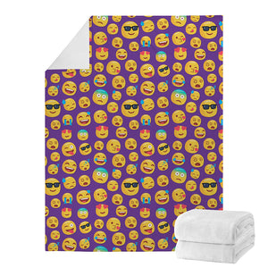 Purple Emoji Pattern Print Blanket