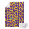 Purple Emoji Pattern Print Blanket