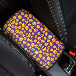 Purple Emoji Pattern Print Car Center Console Cover