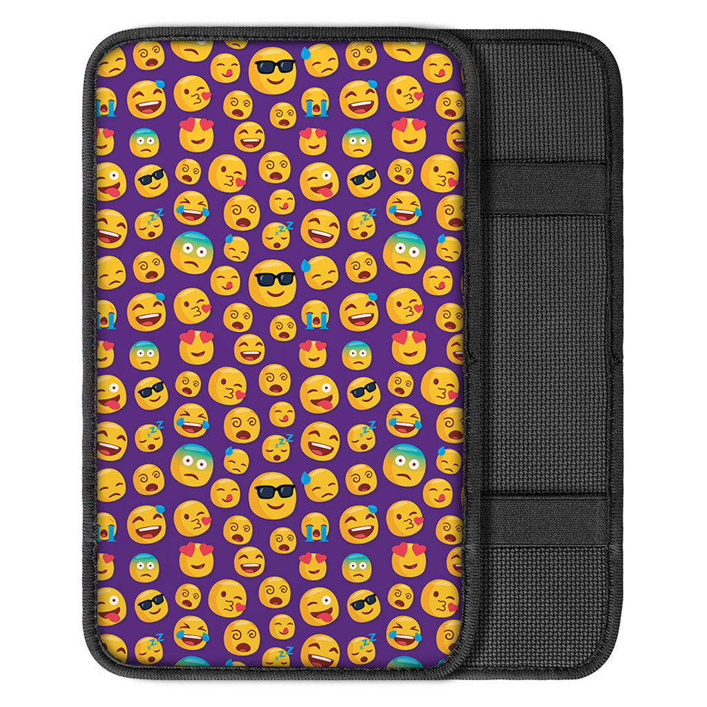 Purple Emoji Pattern Print Car Center Console Cover