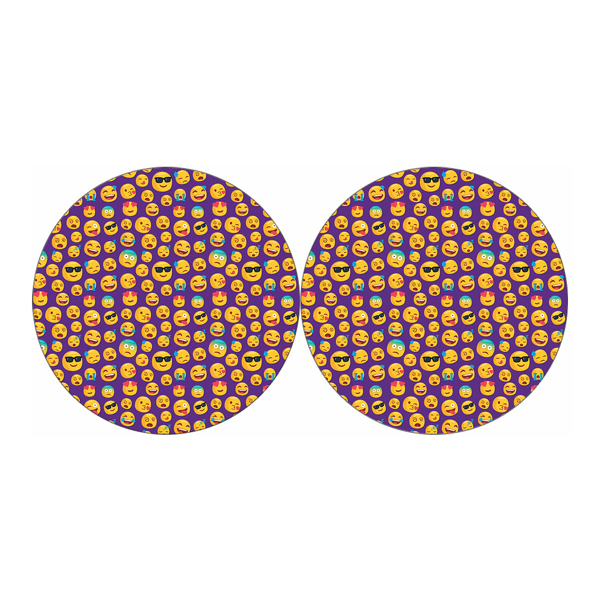 Purple Emoji Pattern Print Car Coasters