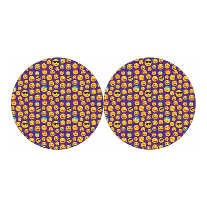 Purple Emoji Pattern Print Car Coasters