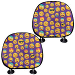 Purple Emoji Pattern Print Car Headrest Covers