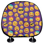 Purple Emoji Pattern Print Car Headrest Covers