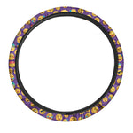 Purple Emoji Pattern Print Car Steering Wheel Cover