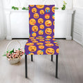 Purple Emoji Pattern Print Dining Chair Slipcover