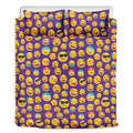 Purple Emoji Pattern Print Duvet Cover Bedding Set