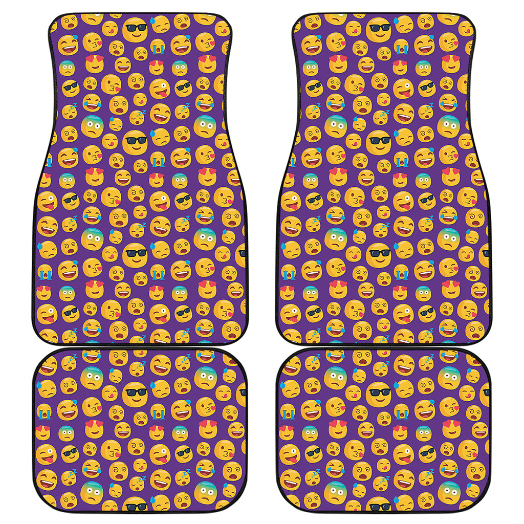 Purple Emoji Pattern Print Front and Back Car Floor Mats