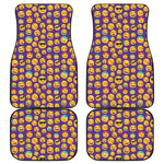 Purple Emoji Pattern Print Front and Back Car Floor Mats