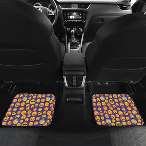 Purple Emoji Pattern Print Front and Back Car Floor Mats