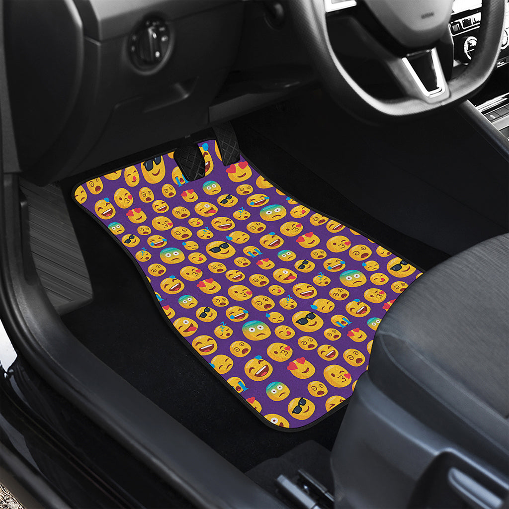 Purple Emoji Pattern Print Front and Back Car Floor Mats