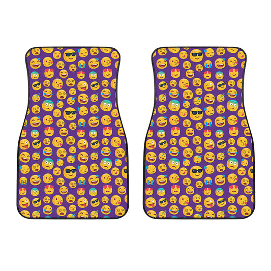 Purple Emoji Pattern Print Front Car Floor Mats