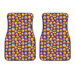 Purple Emoji Pattern Print Front Car Floor Mats