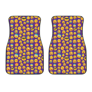 Purple Emoji Pattern Print Front Car Floor Mats