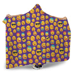 Purple Emoji Pattern Print Hooded Blanket