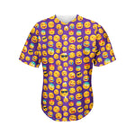 Purple Emoji Pattern Print Men's Baseball Jersey