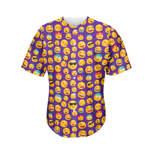 Purple Emoji Pattern Print Men's Baseball Jersey